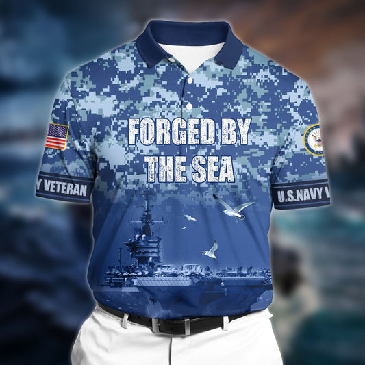 BlueJose Premium Veteran U.S Navy 3D Polo All Over Printed