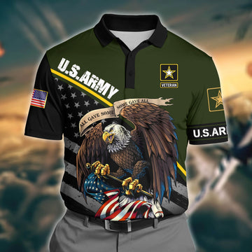 BlueJose Premium U.S Army 2 3D Polo All Over Printed