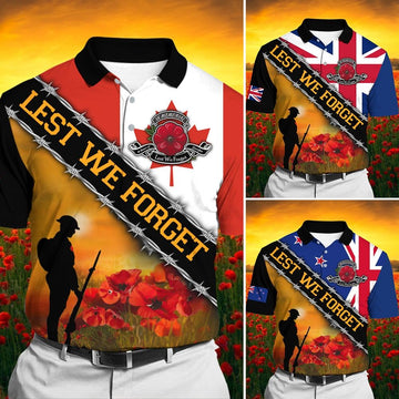 BlueJose Unique Lest We Forget Polo Shirt