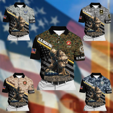 BlueJose Honor The Fallen Veteran Polo Shirt