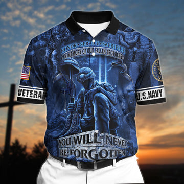 BlueJose Premium Veteran 3D Polo All Over Printed