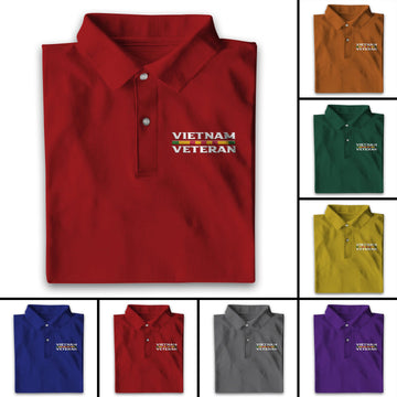 BlueJose Multicolor Unique Vietnam Veteran Polo Shirt