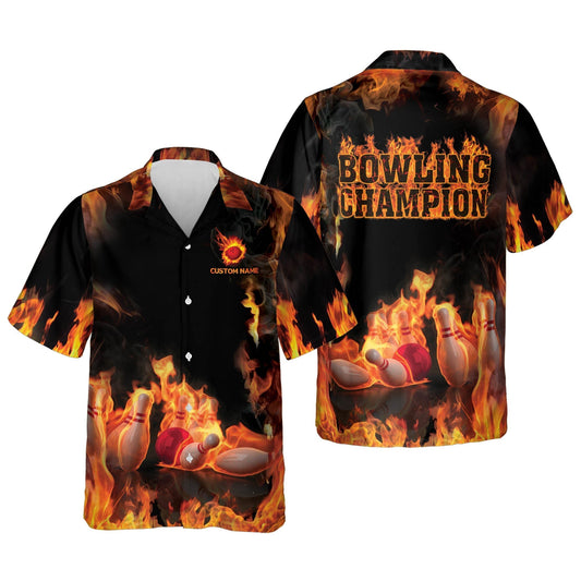 BlueJose Bowling Champion Personalized Name Hawaiian Shirt