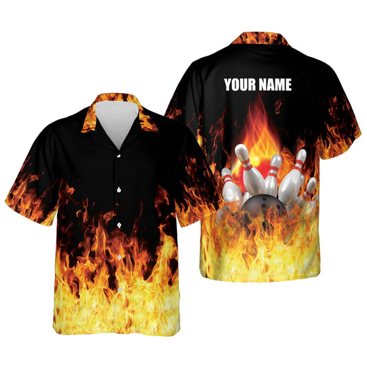 BlueJose Bowling Flame Personalized Name Hawaiian Shirt