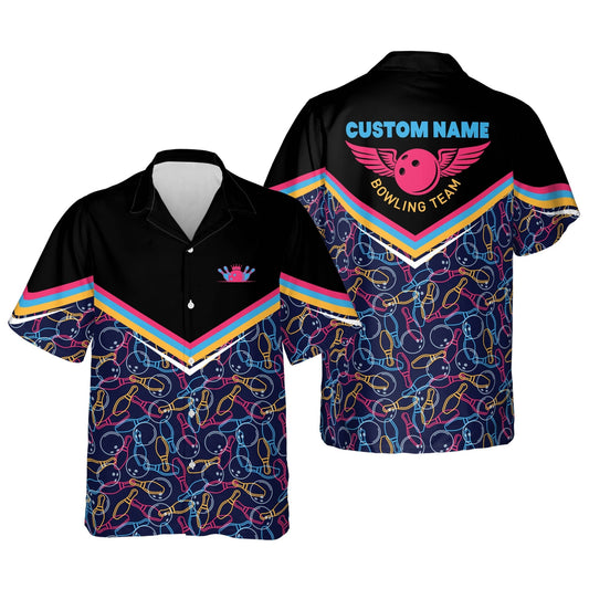 BlueJose Bowling Pattern Personalized Name Hawaiian Shirt