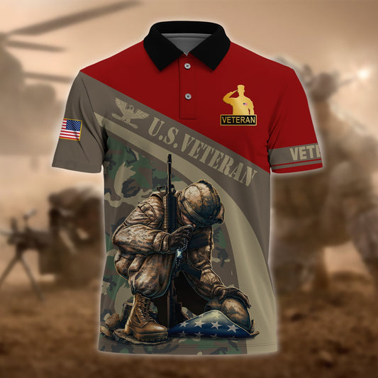 BlueJose Premium U.S Multiple Service Veteran Polo Shirt