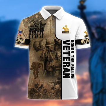 BlueJose Unique Honor The Fallen Veteran Polo Shirt