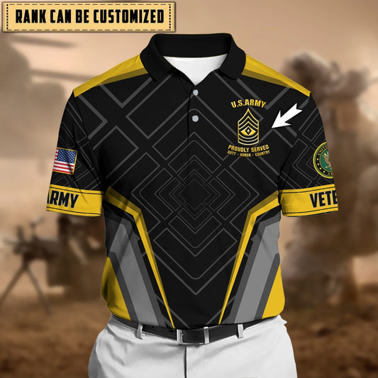 BlueJose Premium Personalised U.S Multiple Service Veteran Polo Shirt