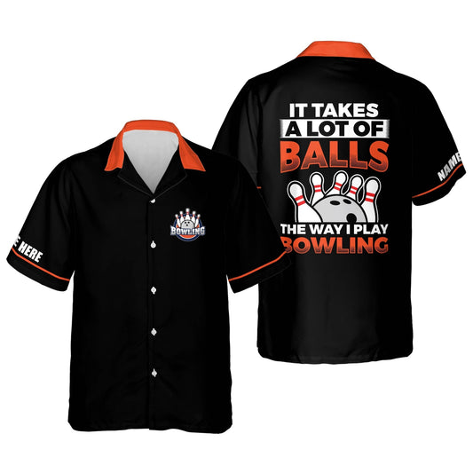 BlueJose It Takes A Lot of Balls The Way I Play Bowling Personalized Name Hawaiian Shirt