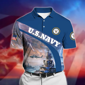 BlueJose Premium U.S Navy Veteran Polo Shirt