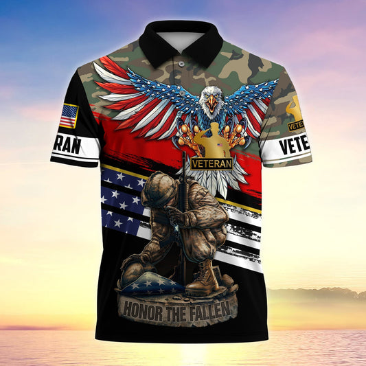 BlueJose Premium U.S Multiple Service Veteran Polo Shirt