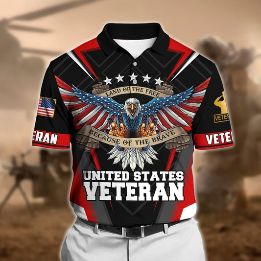 BlueJose Premium U.S Multiple Service Veteran Polo Shirt