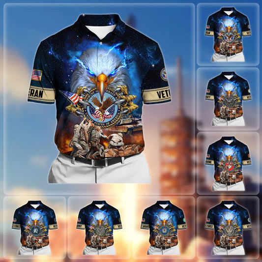 BlueJose Premium Honor The Fallen US Veteran Polo Shirt