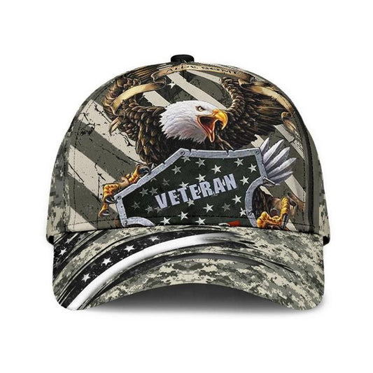 BlueJose Premium Veteran Cap 3D Printed Eagle Brown