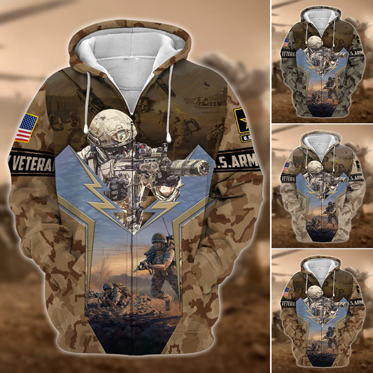 BlueJose Unique U.S. Army Veteran Zip Hoodie