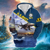 BlueJose Unique U.S. Navy Veteran Zip Hoodie