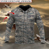 BlueJose Premium Multiple US Military Services Veteran Personalize Hoodie