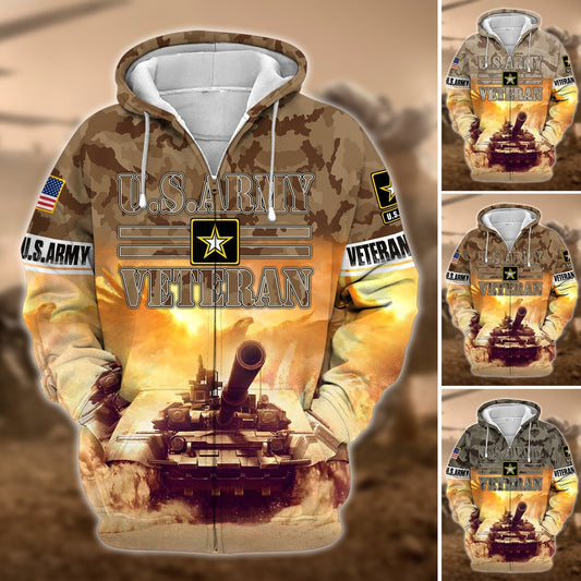 BlueJose Premium U.S. Army Veteran Zip Hoodie