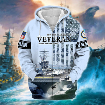 BlueJose Unique U.S. Navy Veteran Zip Hoodie