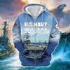 BlueJose Premium U.S. Navy Veteran Zip Hoodie