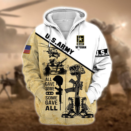 BlueJose Unique U.S.Army Veteran Zip Hoodie