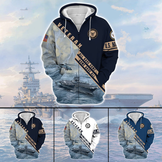 BlueJose Premium U.S. Navy Veteran Zip Hoodie