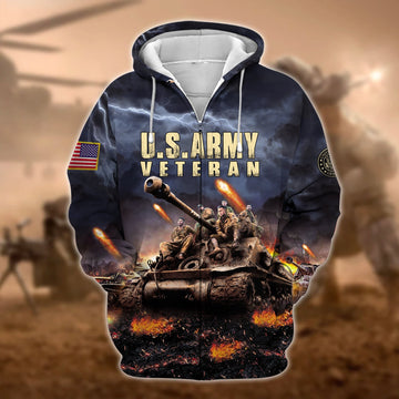 BlueJose Premium U.S. Army Veteran Zip Hoodie