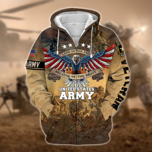 BlueJose Unique U.S. Army Veteran Zip Hoodie