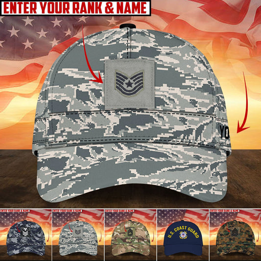 BlueJose Premium Personalised Multiple US Military Services Veteran 3D Cap PVC170204