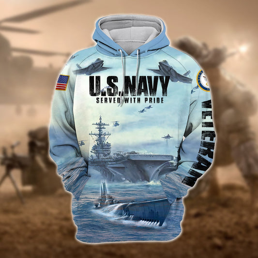 BlueJose Premium U.S. Navy Veteran Zip Hoodie