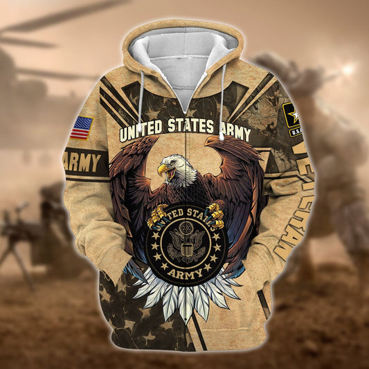 BlueJose Premium U.S Multiple Service Veteran Zip Hoodie