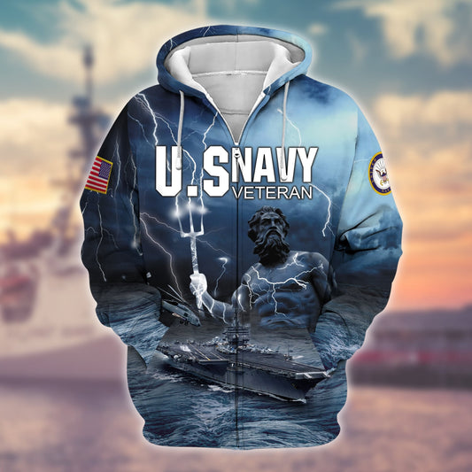 BlueJose Premium U.S. Navy Veteran Zip Hoodie