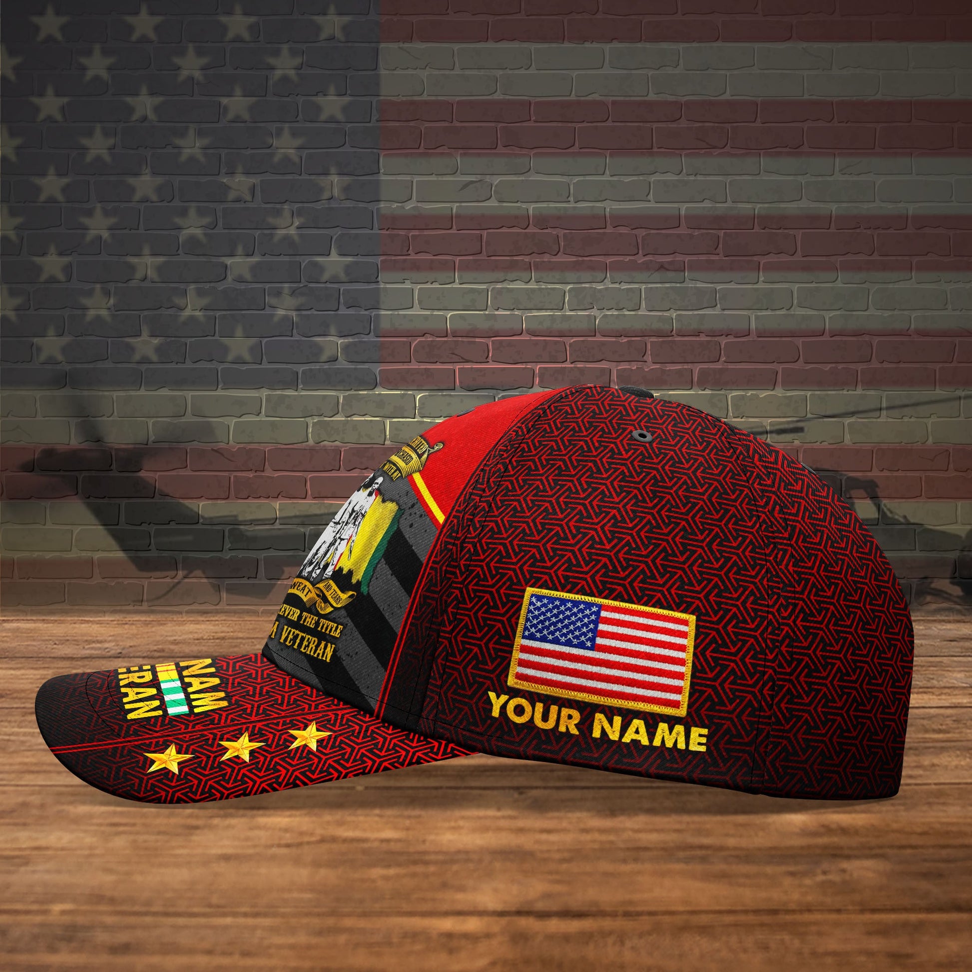 BlueJose Premium Personalised Vietnam Veteran 3D Cap PVC250418
