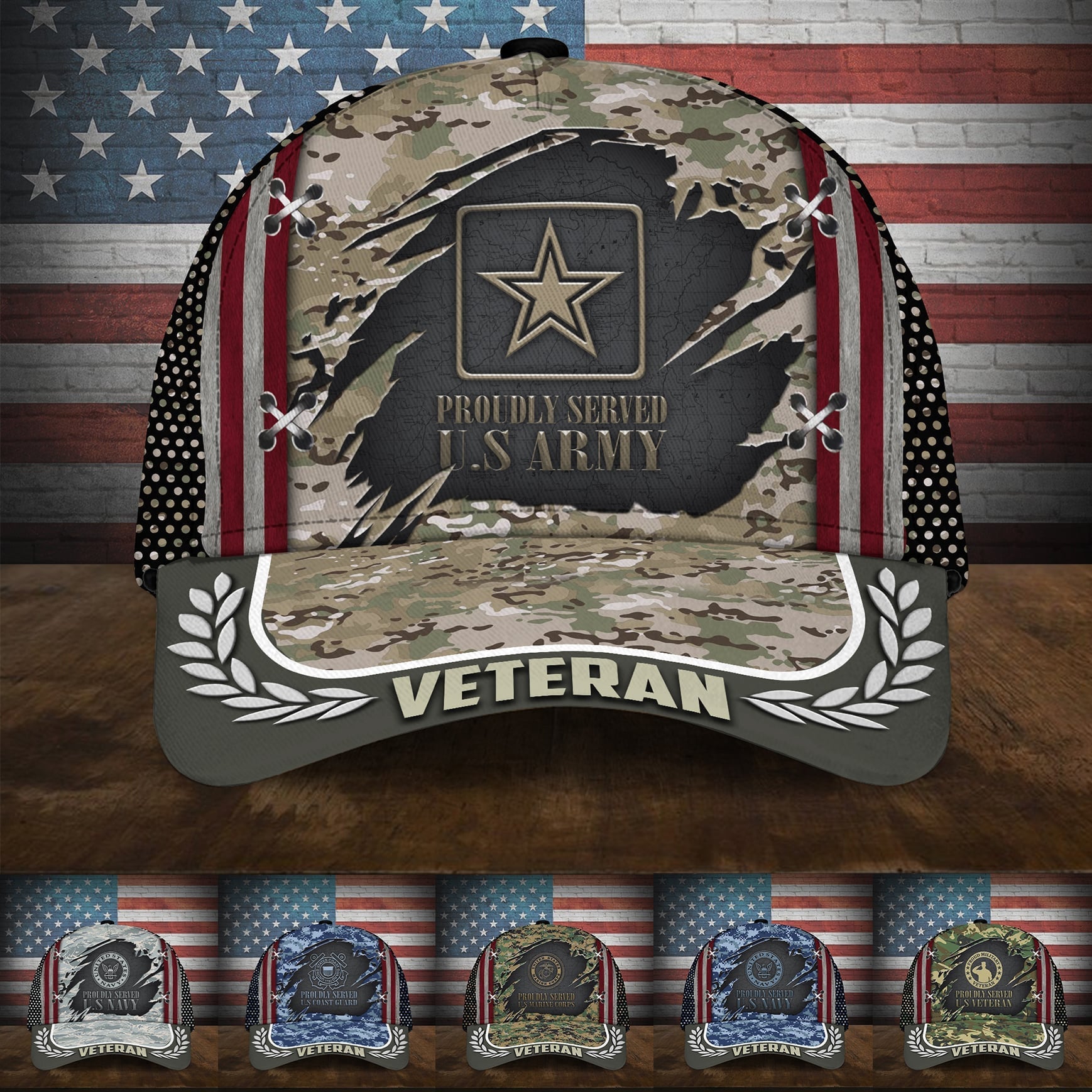 BlueJose Proudly Served Multiservice U.S Veteran Cap MH130605