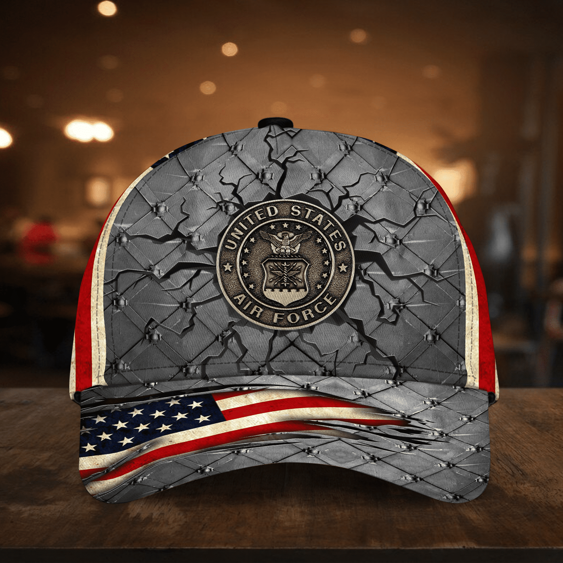 BlueJose Premium U.S Veteran 3D Cap Flag USA Printed PVC240602