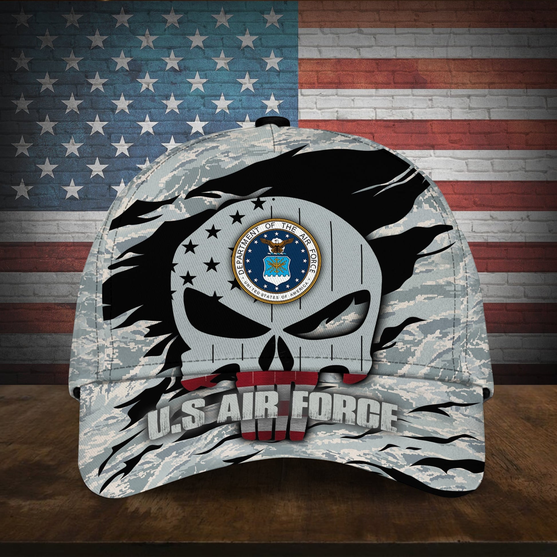 BlueJose Colorful Puniskull Multiservice U.S Veteran Cap MH100607