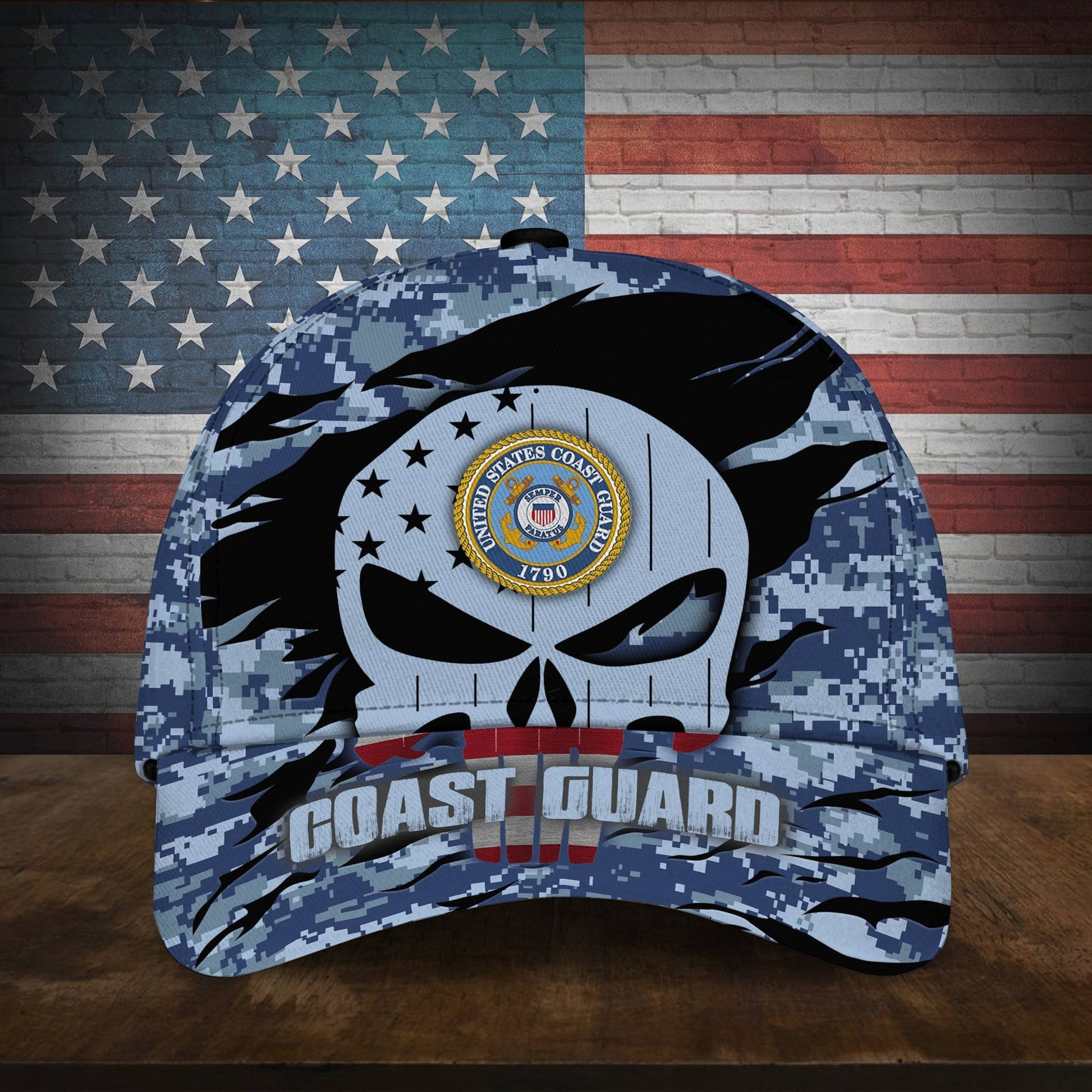 BlueJose Colorful Puniskull Multiservice U.S Veteran Cap MH100607