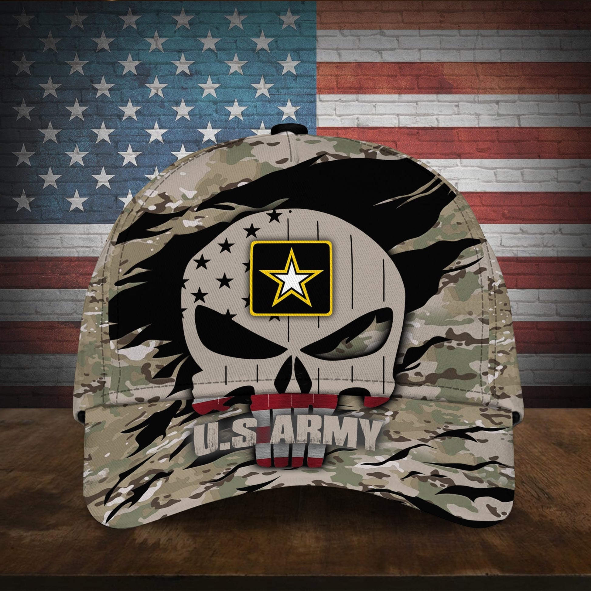 BlueJose Colorful Puniskull Multiservice U.S Veteran Cap MH100607