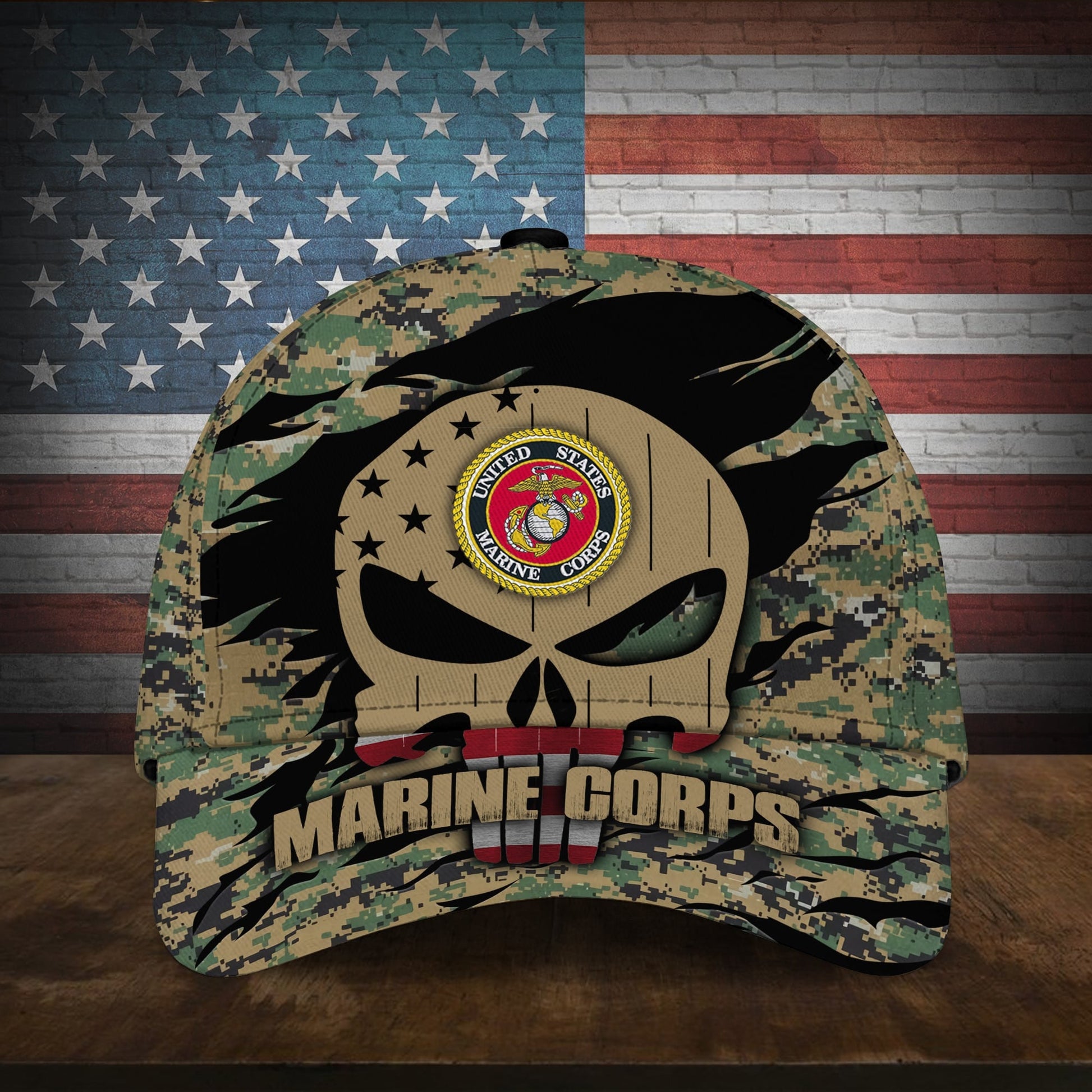 BlueJose Colorful Puniskull Multiservice U.S Veteran Cap MH100607