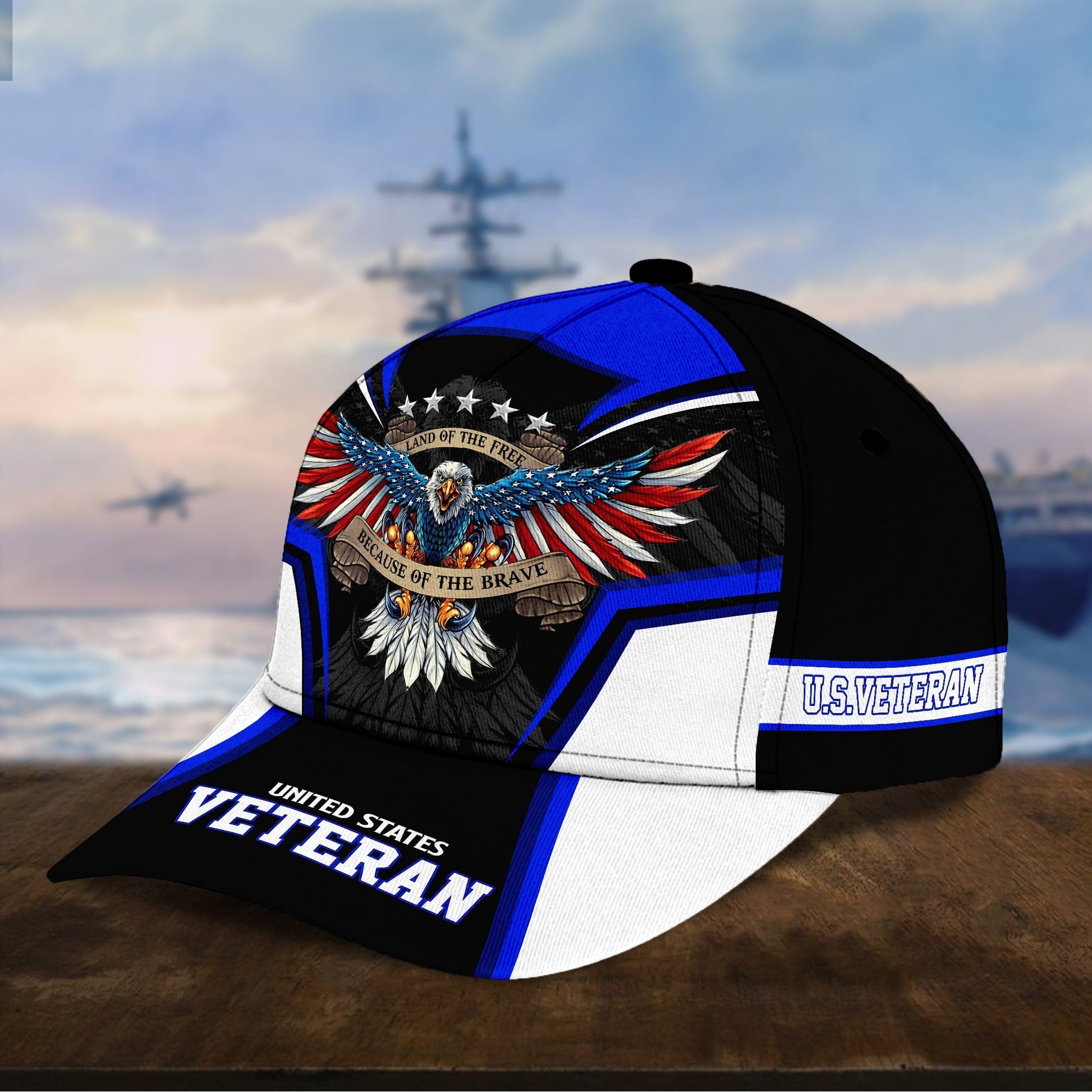 BlueJose Premium Land Of The Free U.S. Veteran 3D Cap PVC110701