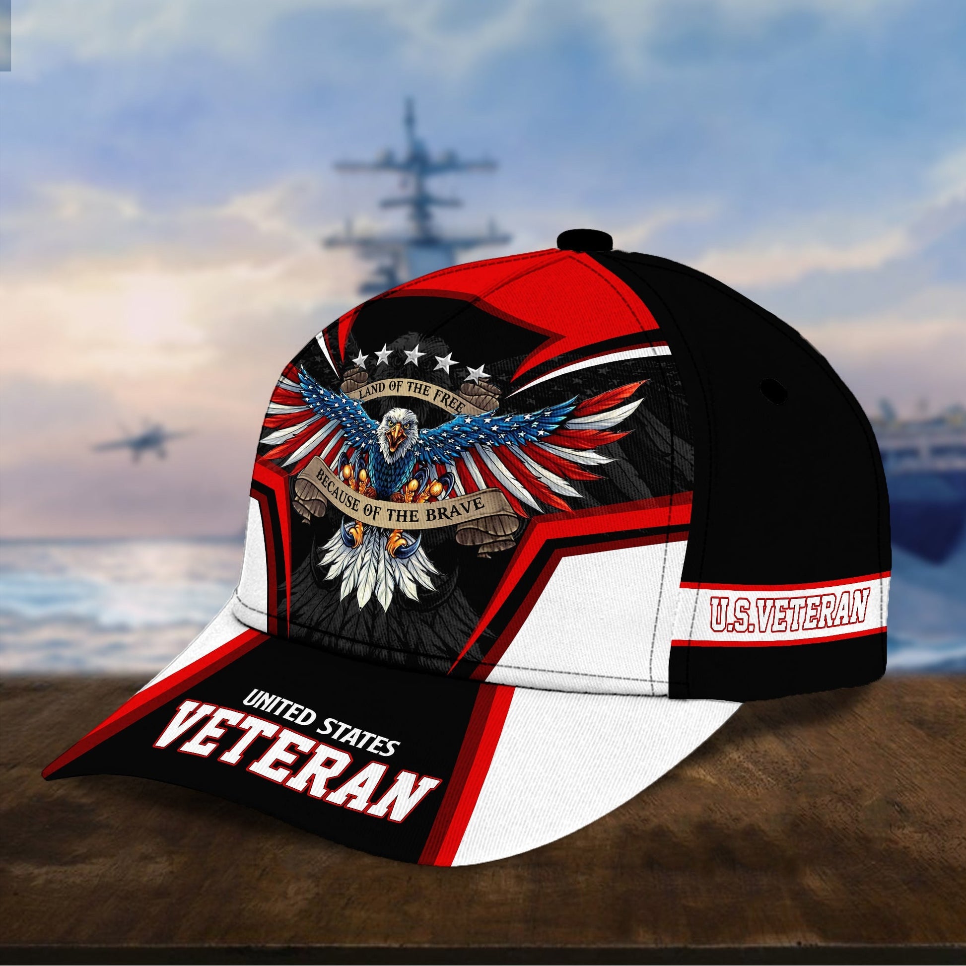 BlueJose Premium Land Of The Free U.S. Veteran 3D Cap PVC110701