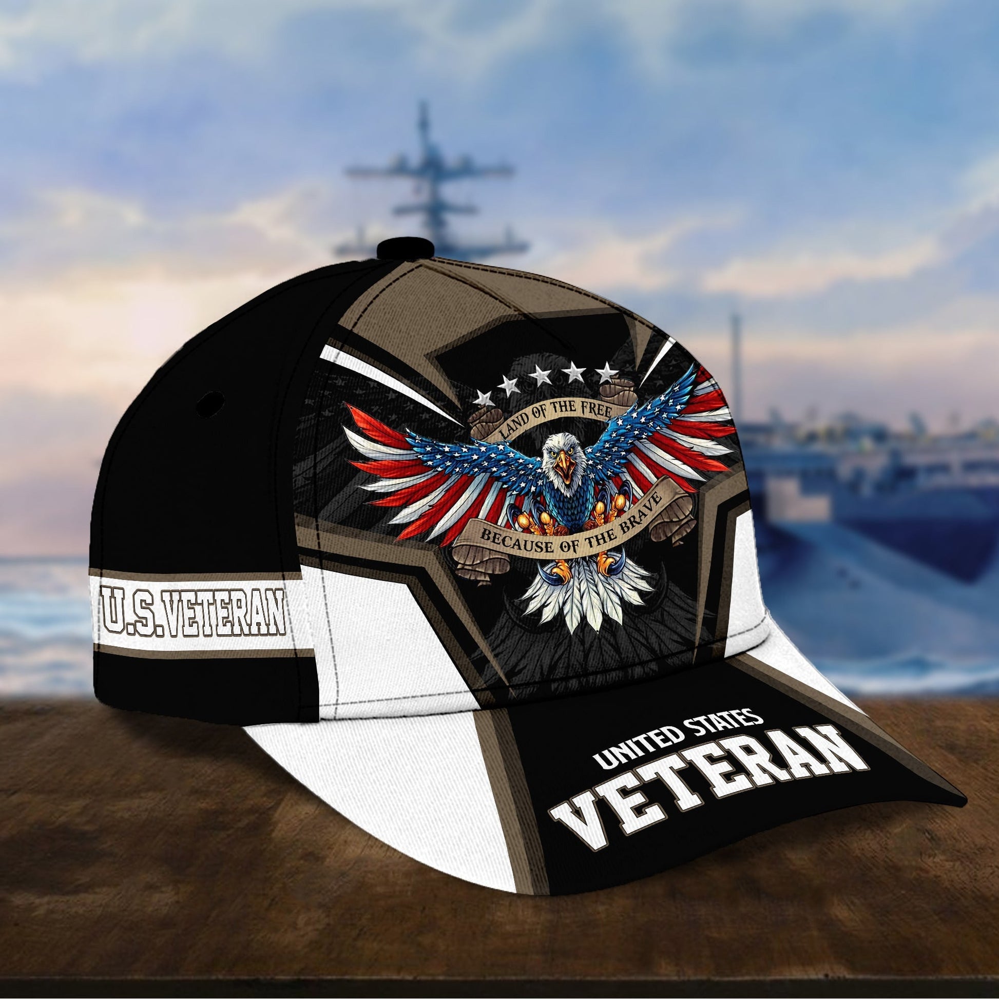 BlueJose Premium Land Of The Free U.S. Veteran 3D Cap PVC110701