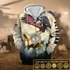 BlueJose Premium God Bless US Veteran Zip Hoodie