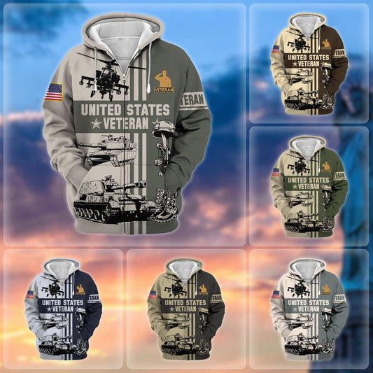 BlueJose Premium US Veteran Zip Hoodie