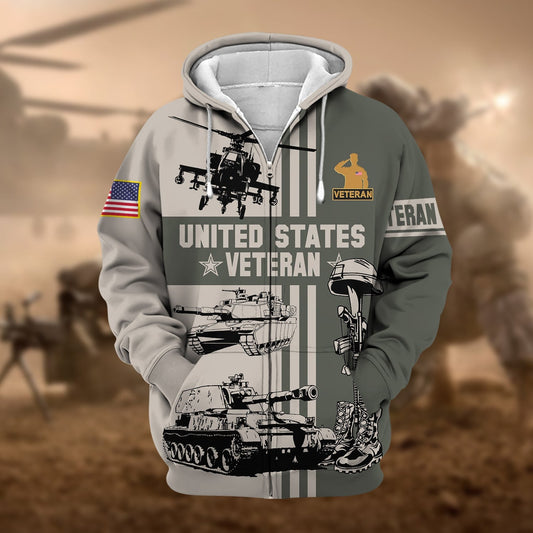 BlueJose Premium US Veteran Zip Hoodie