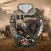 BlueJose Premium Camo Soldiers Multiservice US Veteran Zip Hoodie