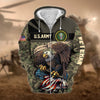 BlueJose Premium Camo Soldiers Multiservice US Veteran Zip Hoodie