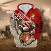 BlueJose Premium Proudly Served Multiservice US Veteran Zip Hoodie