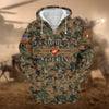 BlueJose Unique Camo Soldiers US Veteran Zip Hoodie