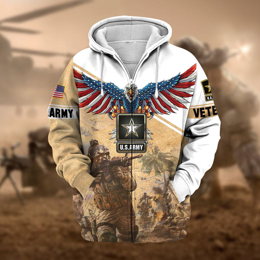 BlueJose Premium Multiple Services US Veteran Zip Hoodie